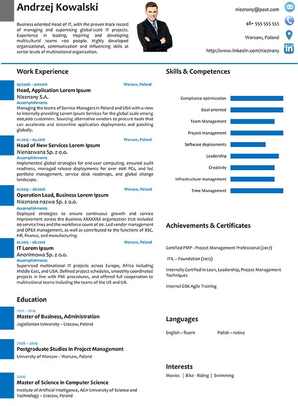 wzory cv przykładowe dokumenty aplikacyjne experci kariery format of the cv