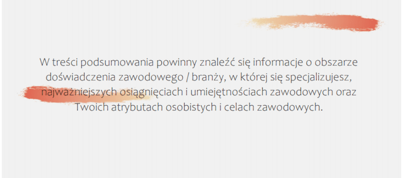 Wskazówka dotyczaca podsumowania zawodowego