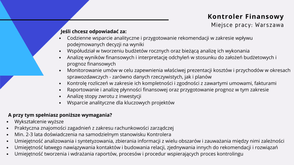 Cv kontroler finansowy